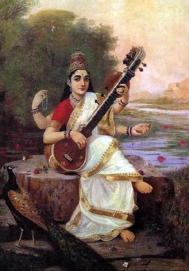Raja Ravi Varma Goddess Saraswathi oil painting picture